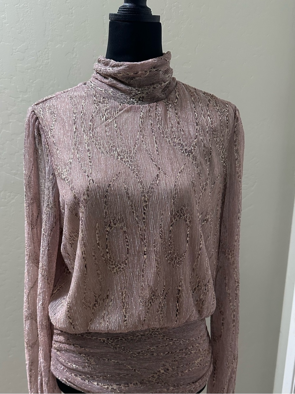 Joie Dusty Rose Metallic Mock-Neck Sweater